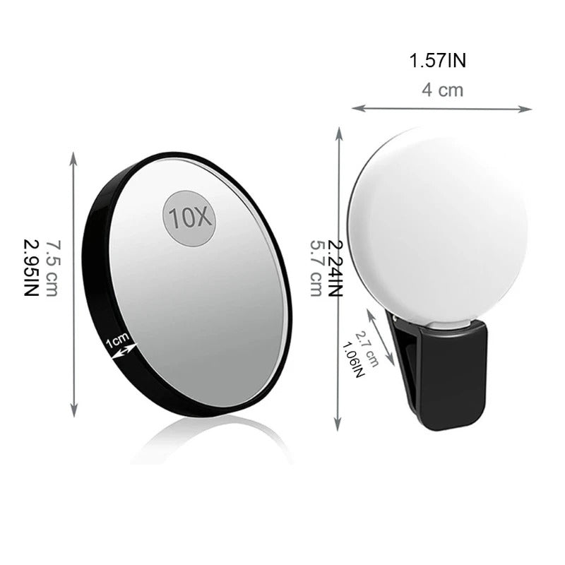 CX196 Trifold Hair Cutting Mirror with Lights 10X Magnification Self Styling Mirrors