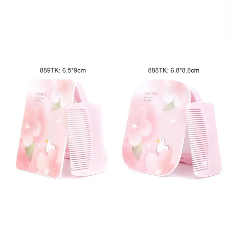 TSHOU867 Portable Mini Pocket Makeup Mirror with Comb for Women Cute Gift Girl Beauty Cosmetic Skin Care Tools Travel Accessorie