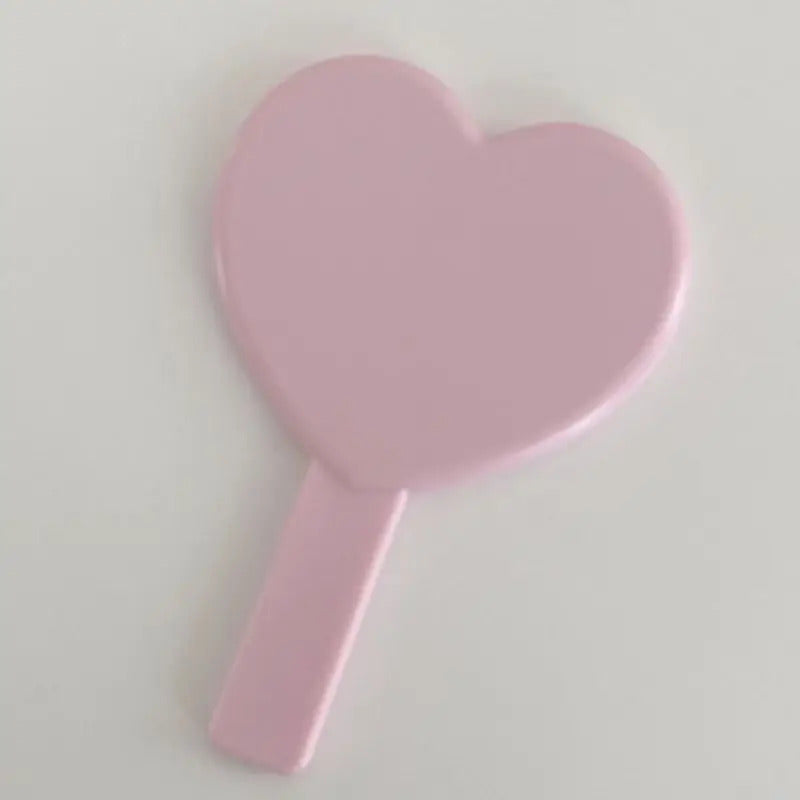 DA11 Portable Cute Peach Heart Shaped Handheld Mirror with Handle Single Side Candy Color Women Bathroom Makeup Cosmetic Tool