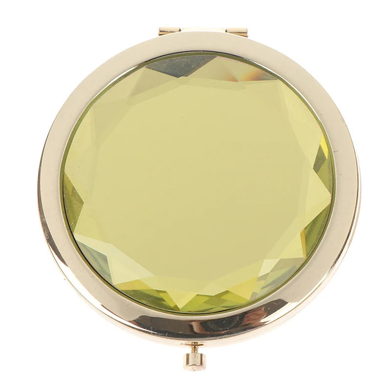 CX327 Luxury Crystal Makeup Mirror Portable Round Folded Compact Mirrors Gold Silver Pocket Mirror Making Up for Personalized