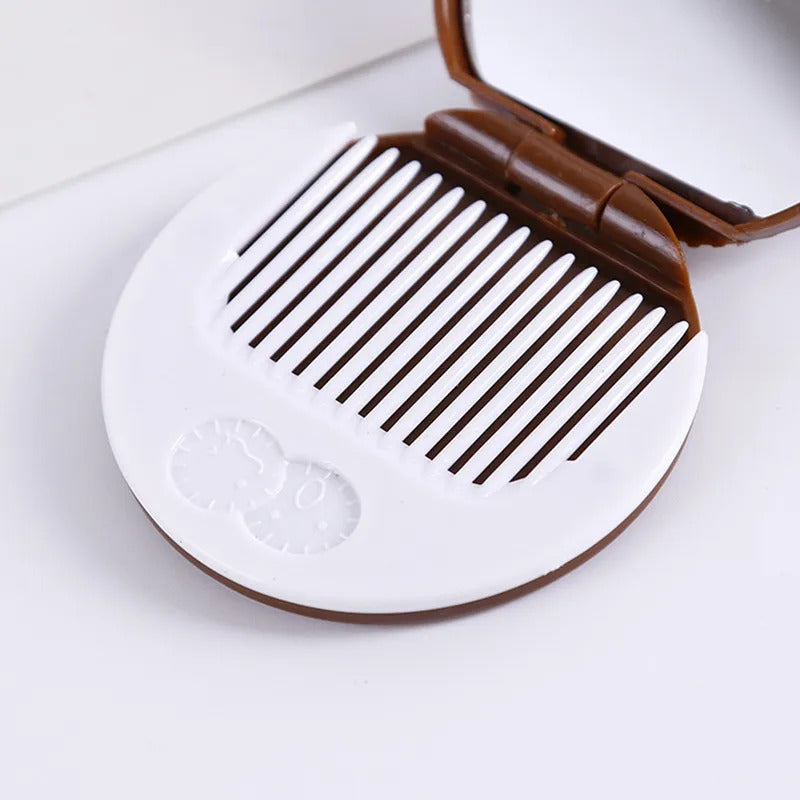 TSHOU998 New arrivals Women Makeup Tool Pocket Mirror Make up Mirror Mini Dark Brown Cute Chocolate Cookie Shaped With Comb