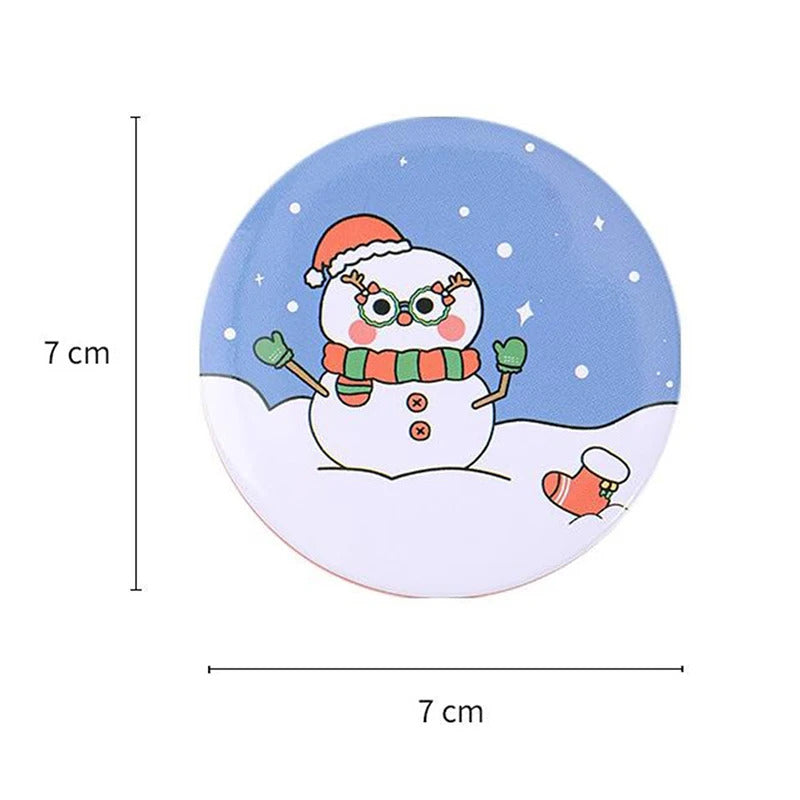 TSHOU760 Christma Portable Cute Cartoon Pattern Portable Cute Mirror Cartoon Personality Fashion Portable Round Makeup Mirror