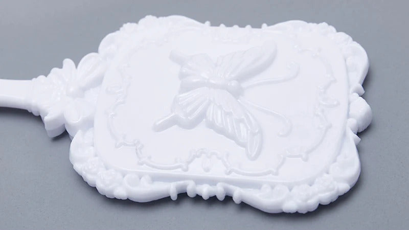 CX371 Plastic mirror retro butterfly carving dressing mirror small gift handle makeup mirror 12.5*5.5cm