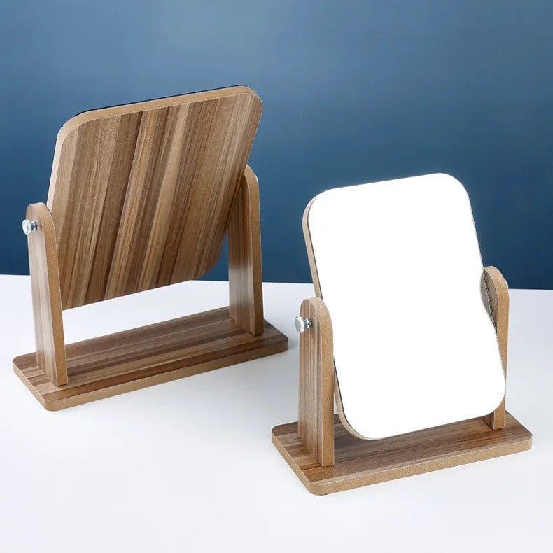 CX93 Makeup Mirror Wood Bathroom Accessories European Standable Desktop Decoration Mirror High Clear Standing Cosmetic Dress