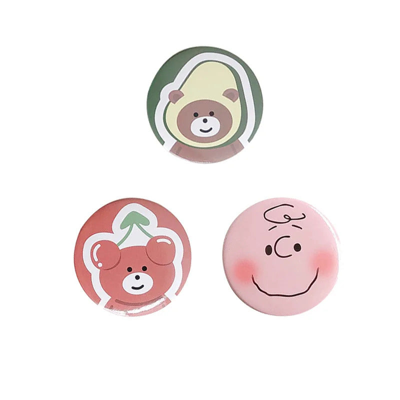 TSHOU707 Mini Portable Makeup Mirror Cartoon Pattern Compact Pocket Cosmetic Mirror Cute Round Mirrors Beauty Skin Care Tools