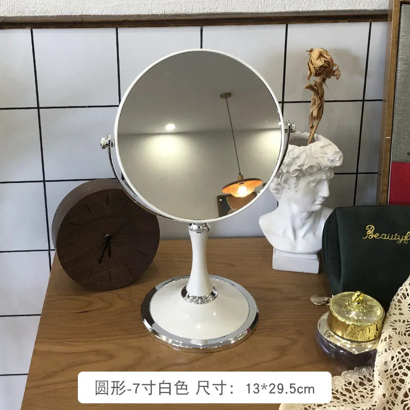 L248 Stand Makeup Compact Mirror Magnification Tabletop Vanity Table Round Mirror Double Sided Makeup Tool