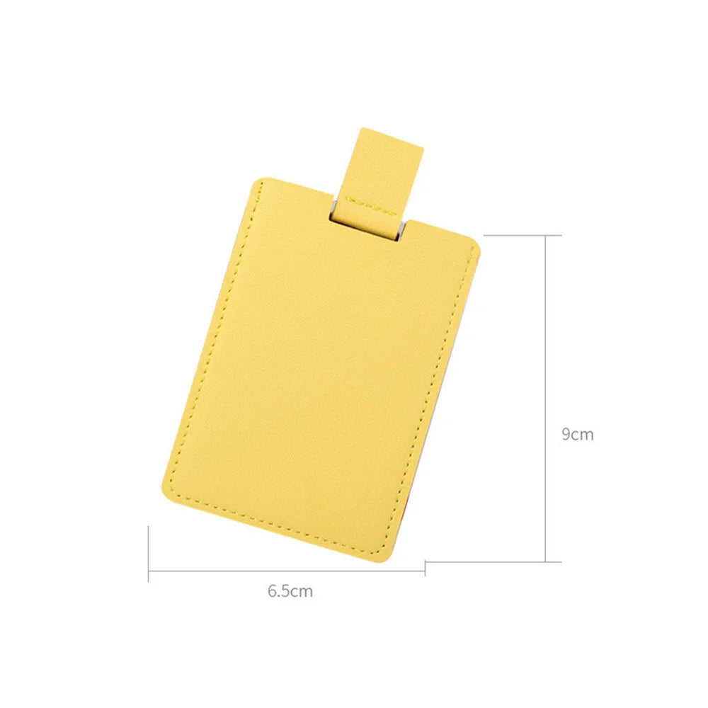 CX504 Leather Cover Rectangle Makeup Mirror Mini Portable Stainless Steel Cosmetic Mirror Compact Pocket Hand Standing Small Mirror