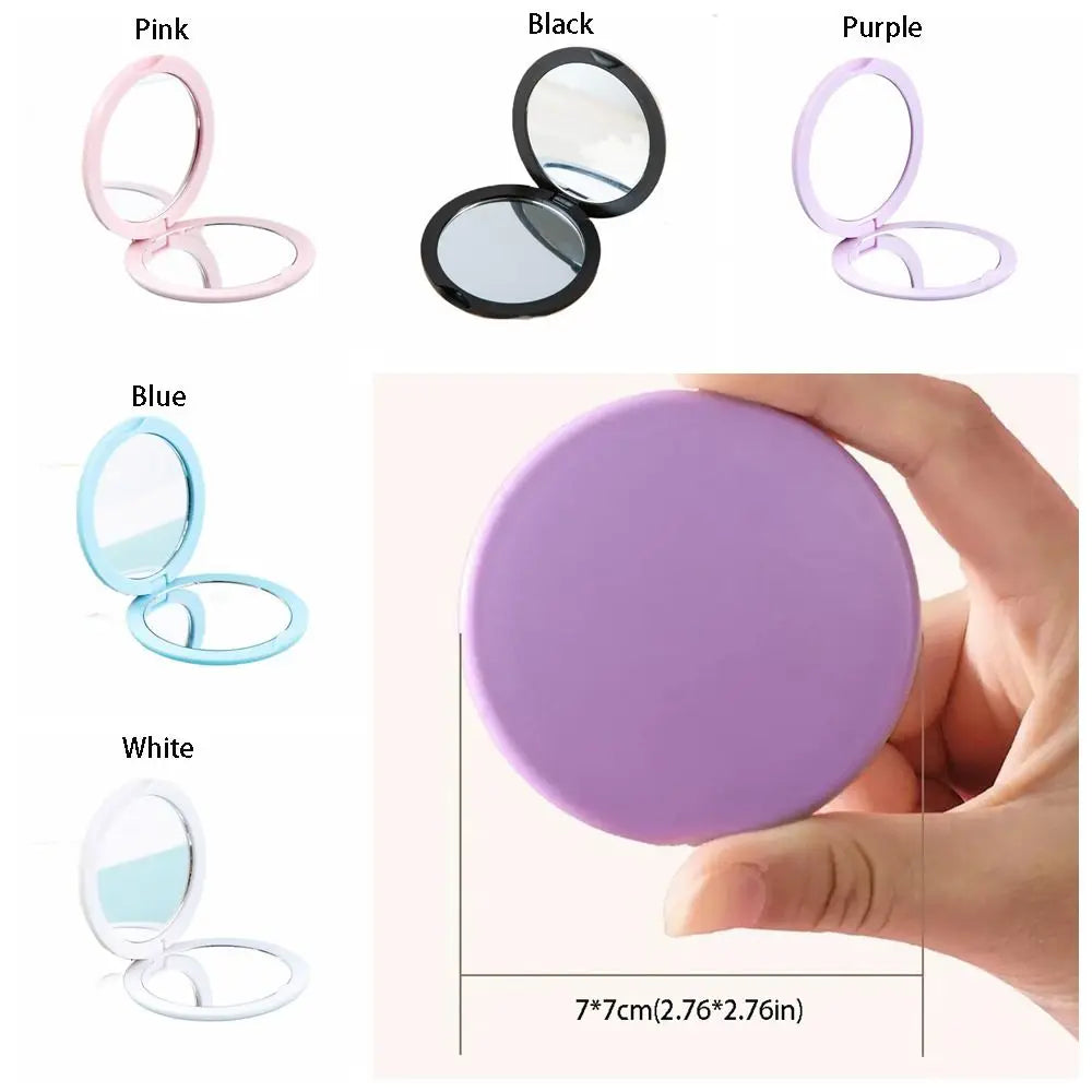 CX487 Portable Double Sided Flip Small Round Mirror Cute Small Mini Folding Mirror Round Round Makeup Mirror Home Decor