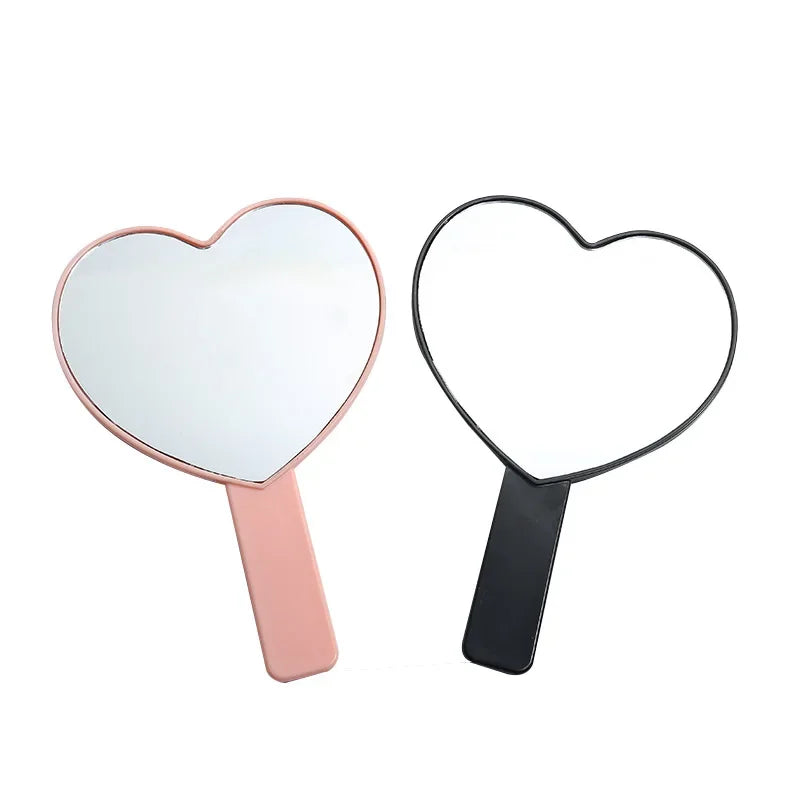 CASHOU47 Handheld Makeup Mirror Love Heart Mirror Female Handle Makeup Cosmetic Beauty Tools Handheld Vanity Make Up Mirror