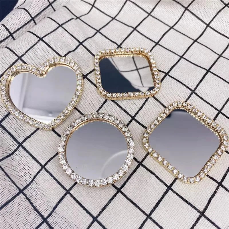 L567 Diamond Heart Shape Mini Mirror Pocket Makeup Mirror Portable Handheld Mirrors Diy Mobile Phone Case Jewelry Acc Materials