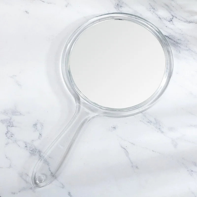 TSHOU1124 Hand Mirror Double-sided Handheld Mirror 1x/3x Magnifying Mirror With Handle Transparent Hand Mirror Rounded Shape Makeup Mirror