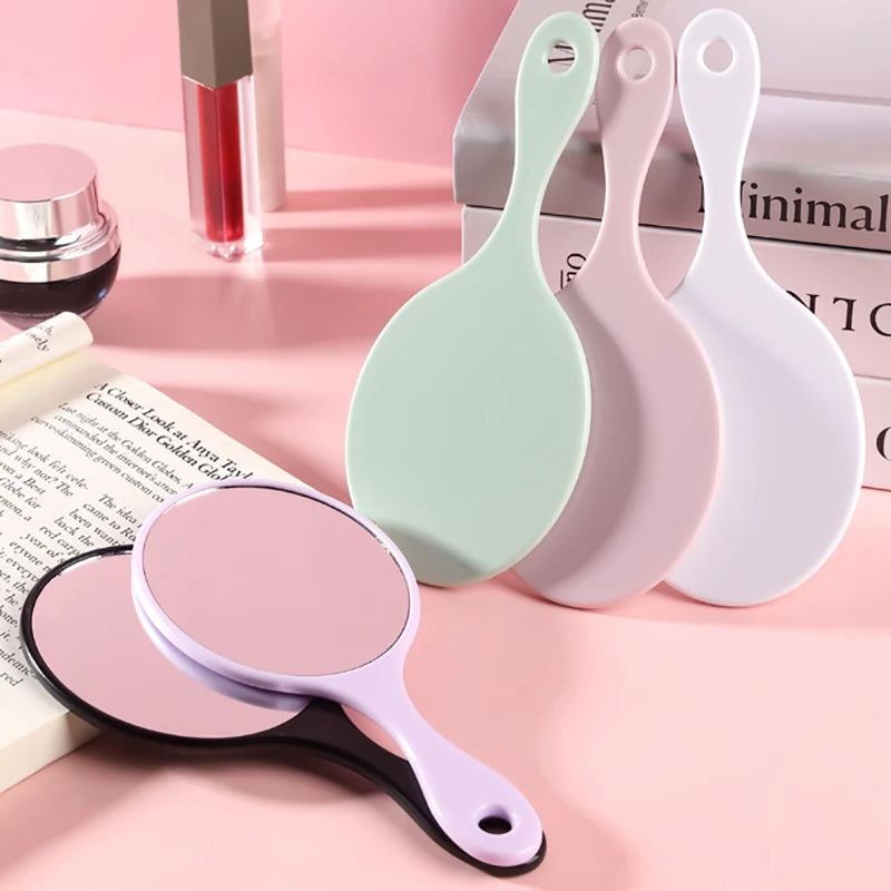CX491 Handheld Makeup Mirror Round Makeup Vanity Mirror With Handle Hand Mirror SPA Salon Compact Mirrors Cosmetic Mirrors For Women