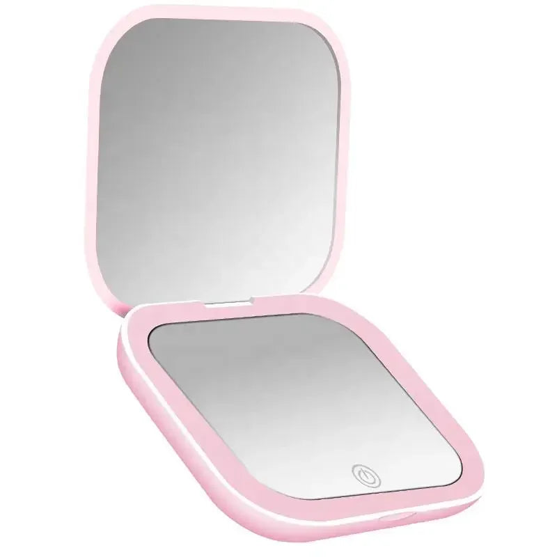 TSHOU218 Mini Portable Folding Makeup Mirror Led Lights Magnifying Compact Pocket Travel Aesthetic Vanity Mirrors Make Up Tools