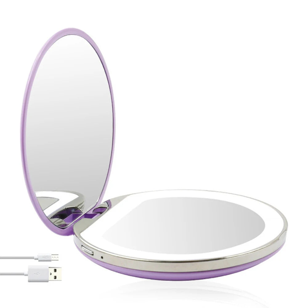 L453 Magnifying Lighted Makeup Mirror Light Mini Round Portable Led Make Up Mirror Sensing Usb Chargeable Makeup Mirror