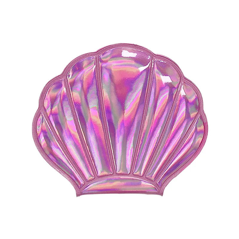 L347 Shell Shape Makeup Mirror 2X Magnifying Mirror Portable Makeup Vanity Foldable Laser Pocket Mirror Cosmetic Hand Compact
