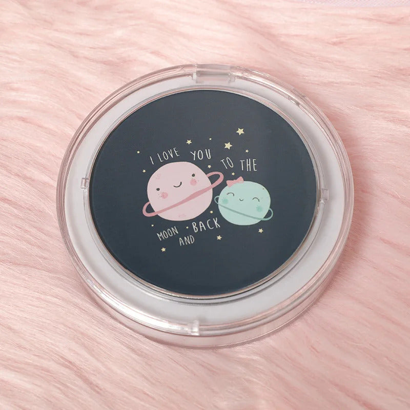 TSHOU747 LED Mini Makeup Mirror Hand Held Fold Small Portable Micro USB Connect Cable Chargeableable Cosmetic Mirror Makeup Tool