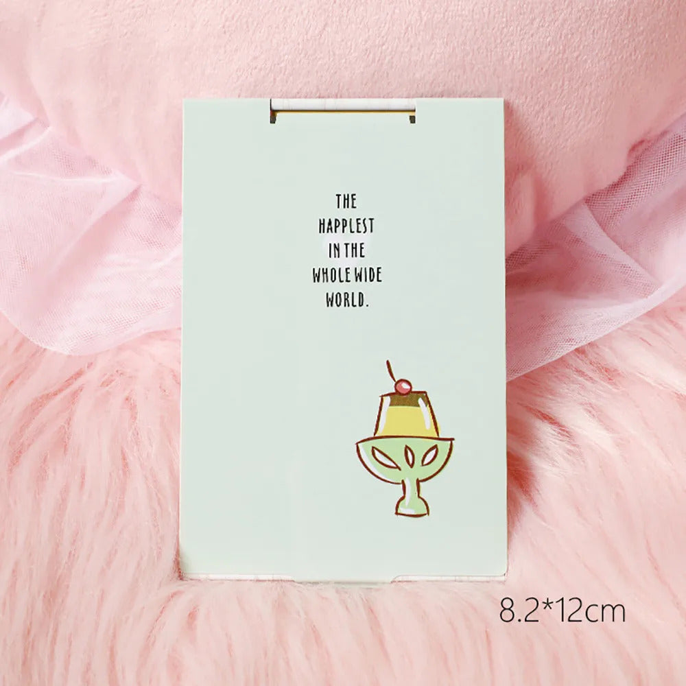 CX618  Portable Makeup Mirror Foldable Hand Mirror Cute Cartoon Makeup Vanity Mirror Rectangle Compact Mirror Pocket Cosmetic