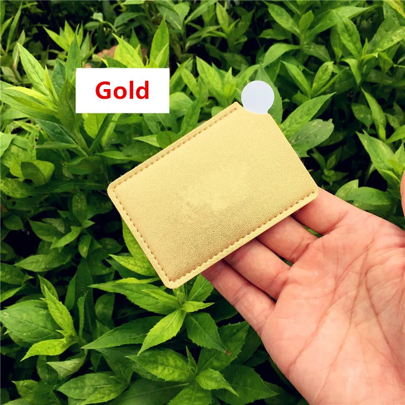 L346 Portable Mini Shatter Proof Card Style Pocket Cosmetic Mirror PU Leather Cover Stainless Steel Unbreakable Makeup