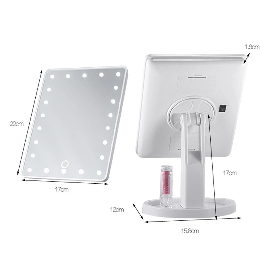 TSHOU467 storag vanity mirror 360 degree rotating mirror adjustable 16/22 LED touch screen portable touch sensor luminous mirror