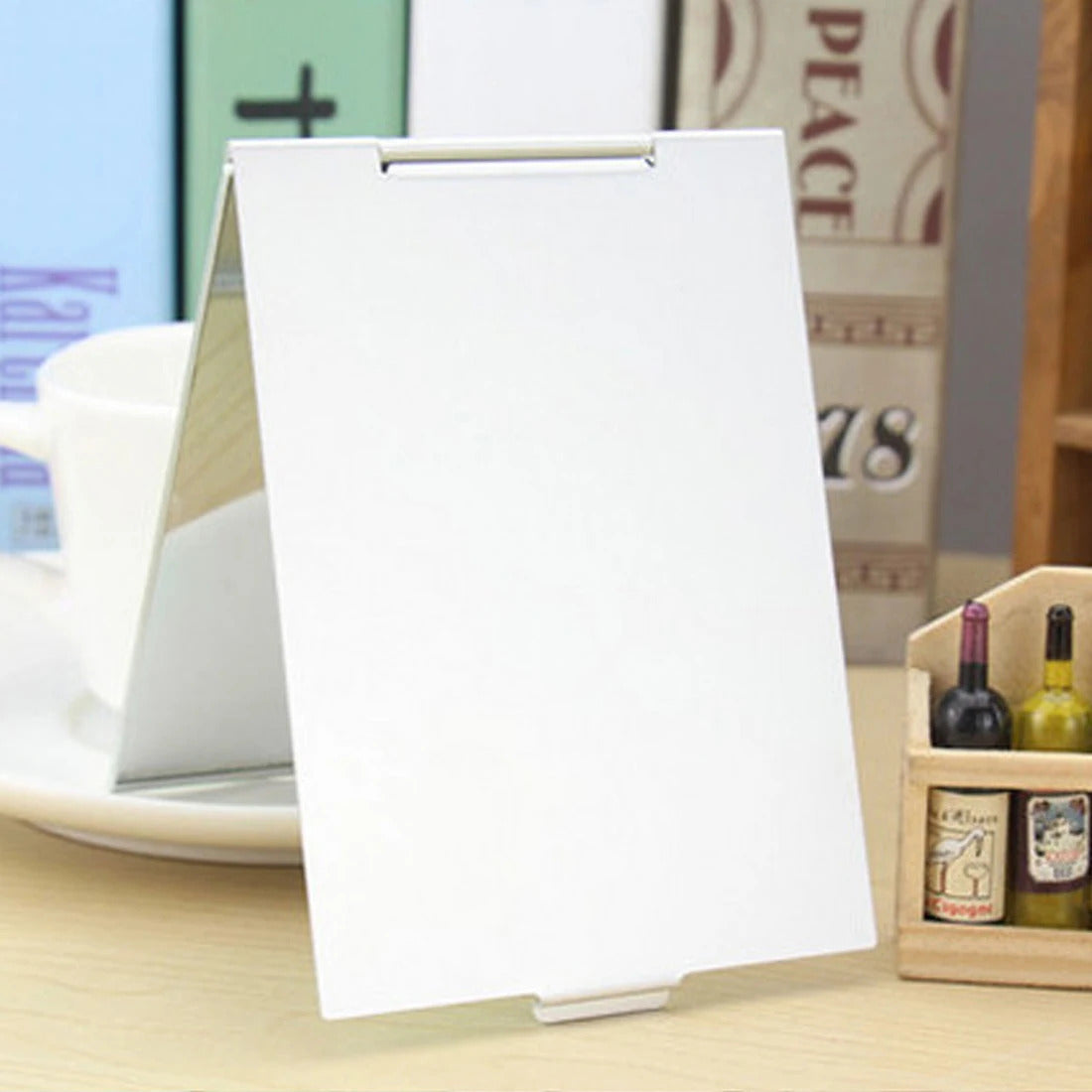 L110 Rectangle Aluminium Alloy Cover Silver Ultra-thin Foldable Makeup Mirror 1 PC Unbreakable Pocket Cosmetic Mirror