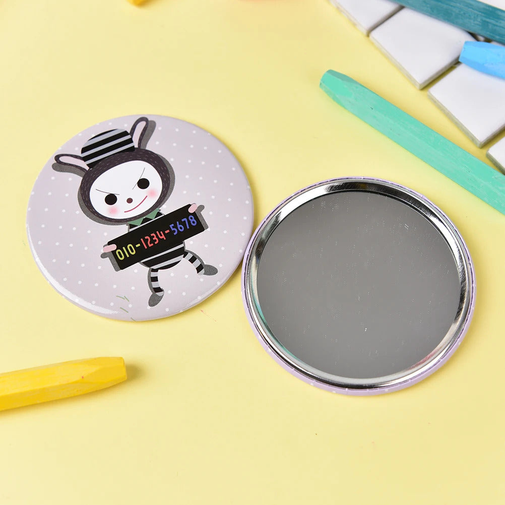 CX602 Cute Annimal Mini Small Pocket Makeup Mirror Cosmetic Compact Metal Mirrors Color Random Make Up Mirrors