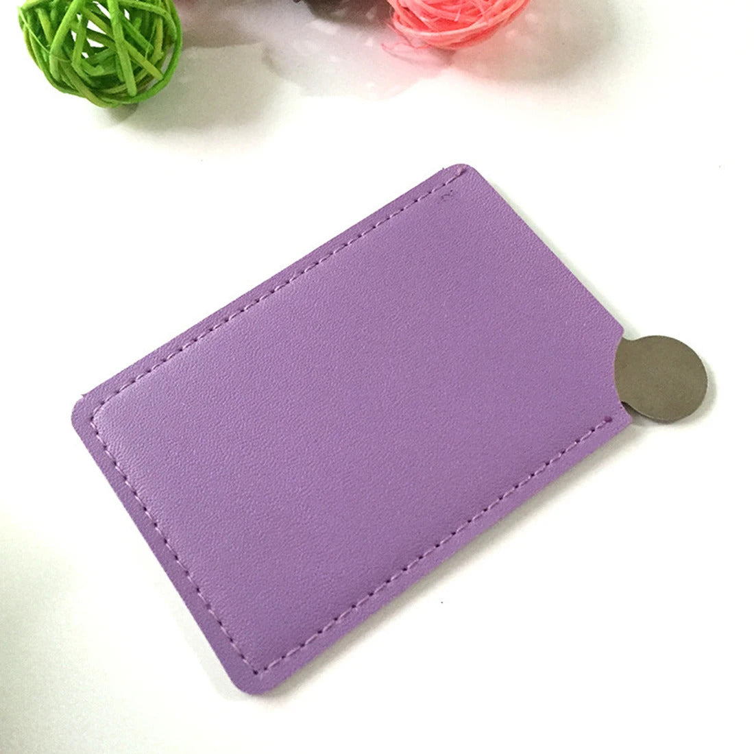 CSHOU353 Cosmetic Essential  Stainless Unbreakable Makeup Mirror Shatter-Proof Portable PU Leather Sleeve Pocket Card Mirror