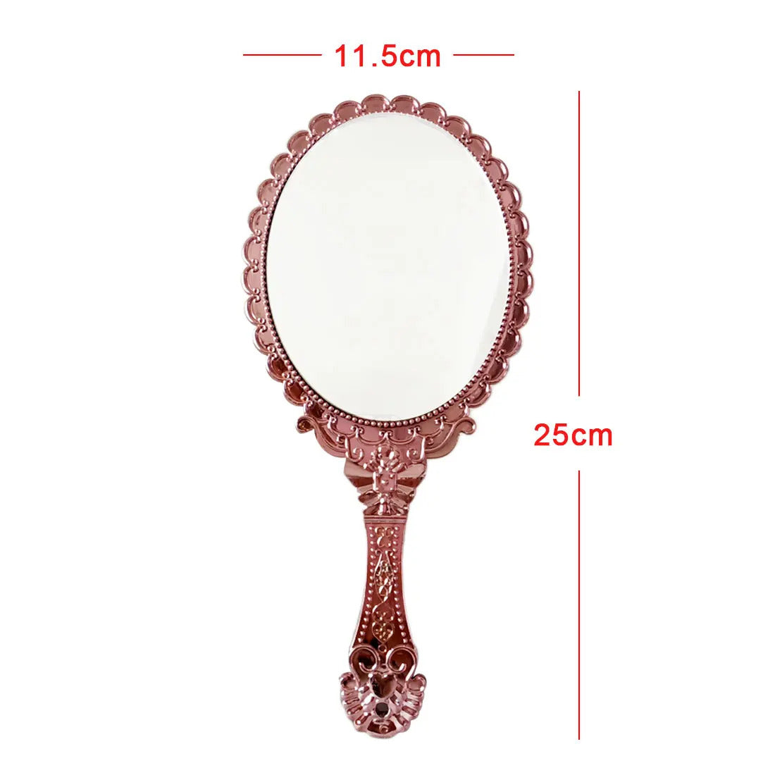 cshou389  hot European Style Vintage Handheld Roses Mirror Princess Women Girls Oval Vanity Makeup Cosmetic Tool with Anti-Slip