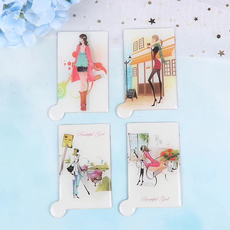 CX116 Leather Cover Stainless Steel Unbreakable Makeup Mirror Portable Shatter Proof Card Style Pocket Cosmetic Mirror High