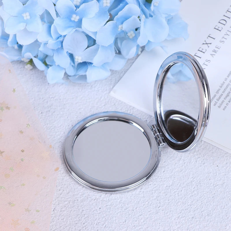L295 Portable Mini Makeup Mirror Compact Pocket Mirror Double-Sided Folding Cosmetic Mirror Female Gifts With Flowing Sparkling