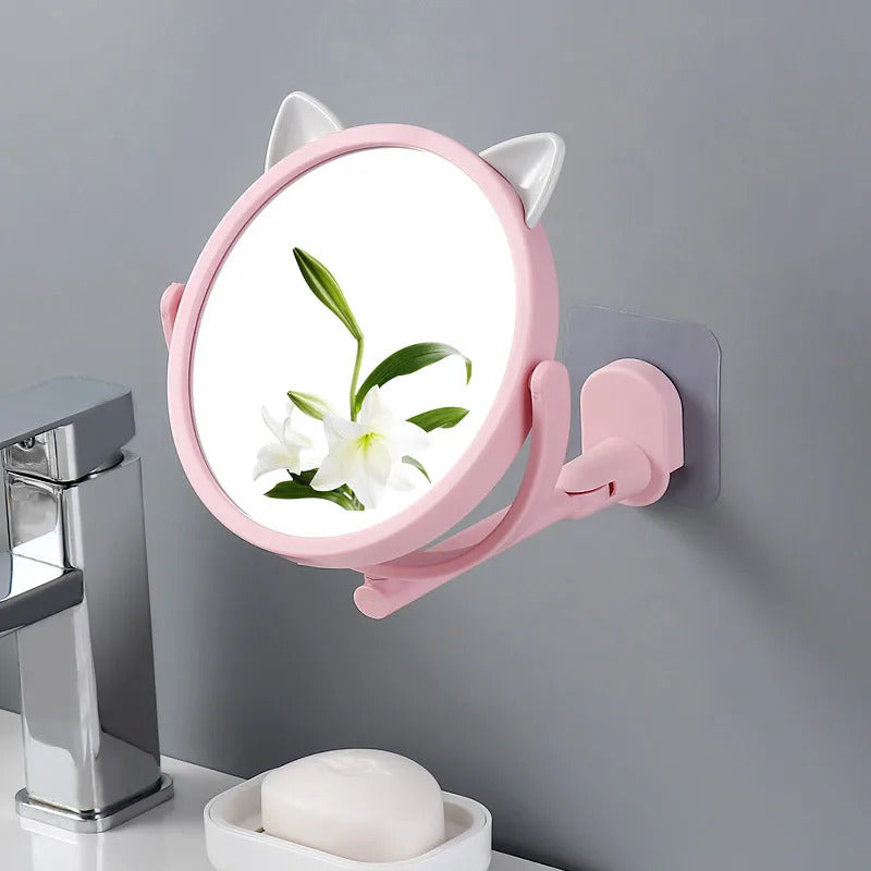 CASHOU164  Fold Makeup Mirror Bathroom Wall Mounted Beauty Vanity Mirror Makeup Bath Cosmetic Folding