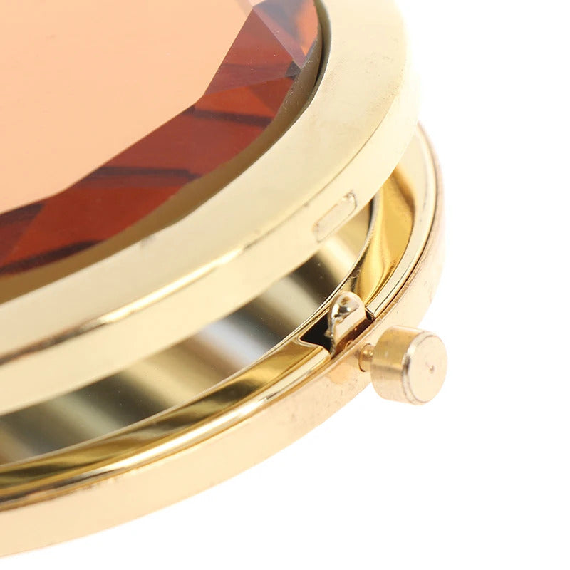 CX384 Luxury Crystal Makeup Mirror Portable Round Folded Compact Mirrors Gold Silver Pocket Mirror Making Up for Personalized