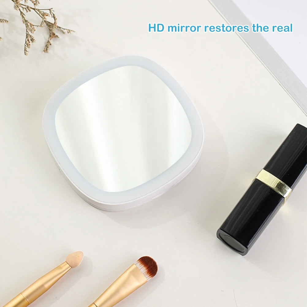 Cx52  Mini Makeup Mirror square Shape Girl Mini Portable Mirror Pocket Makeup Cosmetics Compact Mirrors Rechargeable LED Mirror