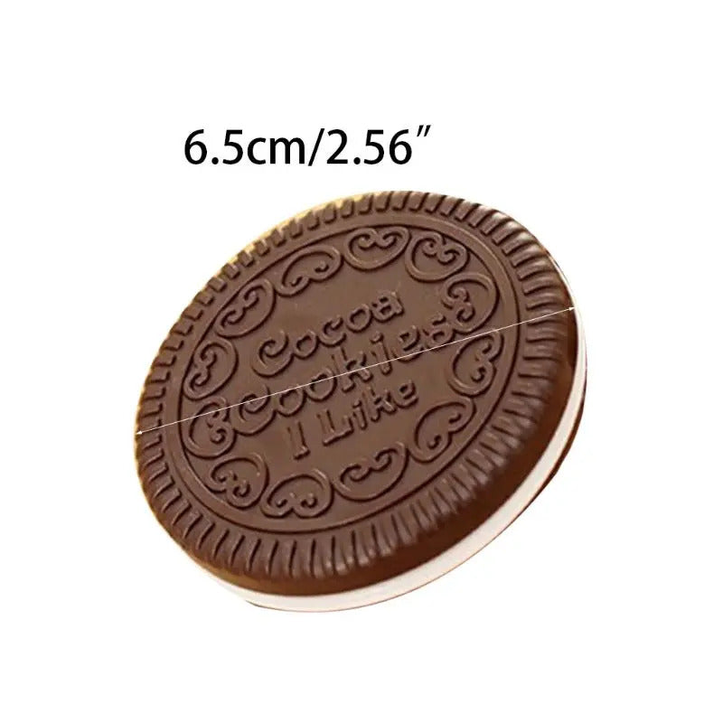 L270 Women Girls Chocolate Cookie Mini Pocket Mirror With Comb Princess Portable Sandwich Biscuit Shape Makeup Cosmetic Folding