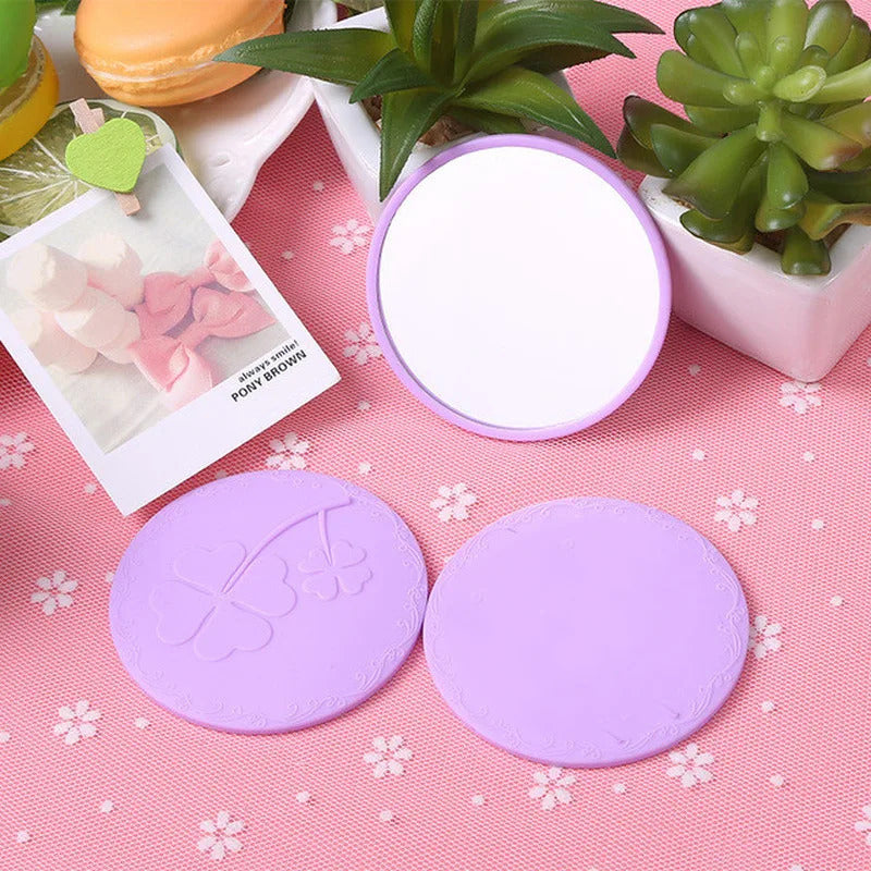 L384 Cute 1pcs Mini Pocket Makeup Mirror Cosmetic Compact Metal Mirrors Color Random Dia 7cm