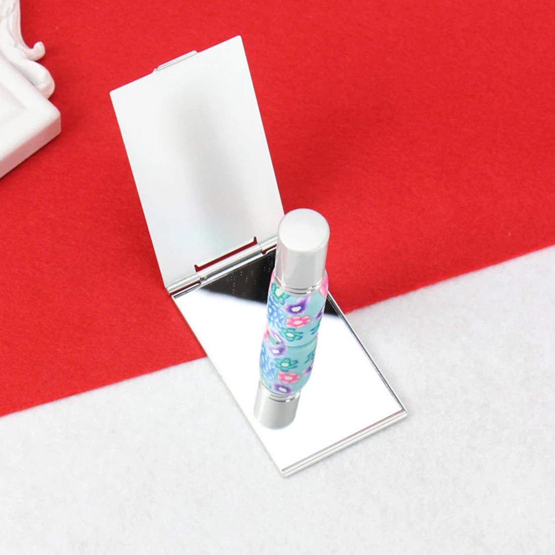 L110 Rectangle Aluminium Alloy Cover Silver Ultra-thin Foldable Makeup Mirror 1 PC Unbreakable Pocket Cosmetic Mirror