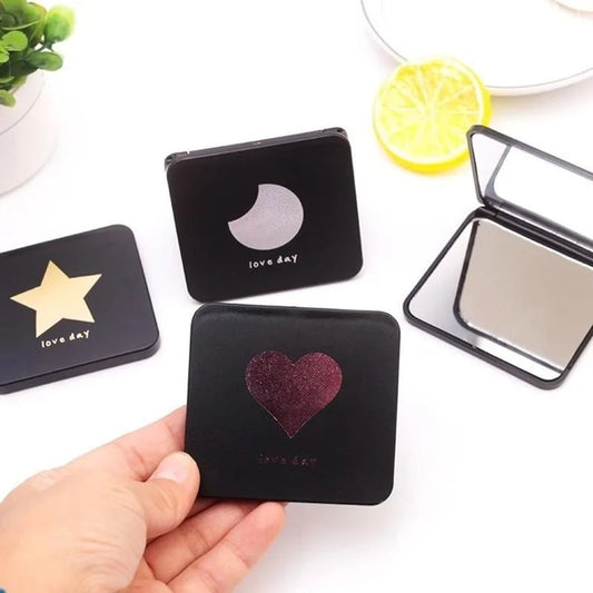 TSHOU384 Mini Square Makeup Mirror Portable Hand Mirror Double-sided Makeup Vanity Mirror Foldable Compact Mirror Pocket Cosmetic