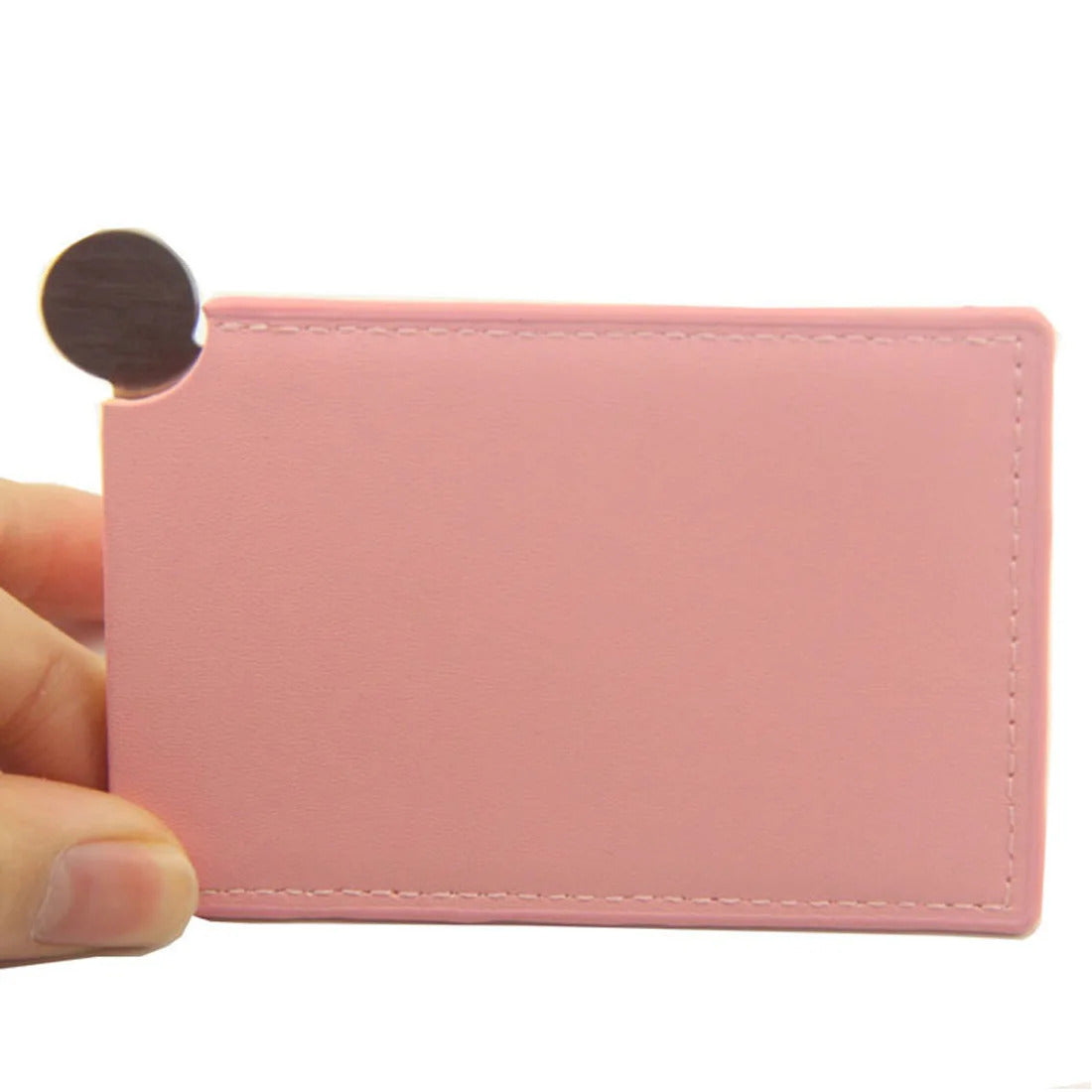 TSHOU544 Cosmetic Stainless Steel Unbreakable Makeup Mirror Shatter-Proof Portable Travel PU Leather Sleeve Pocket Card Mirror