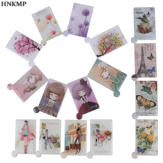 TSHOU1240 Portable Shatter Proof Card Style Pocket Cosmetic Mirror PU Leather Cover Stainless Steel Unbreakable Makeup Mirror