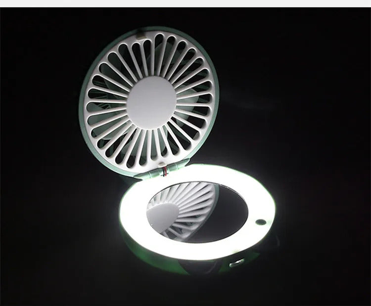 CX151 Cute Cat Portable Mini Pocket Fan Rechargeable LED Fill Light with Makeup Mirror Is Portable for- You To Put Into The Back