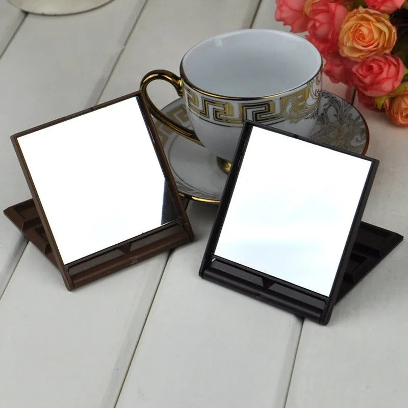 CASHOU78  Pcs Foldable Lovely Mini Makeup Mirror Chocolate Cookie Shaped Square Pocket Mirror Glass for Women Girl