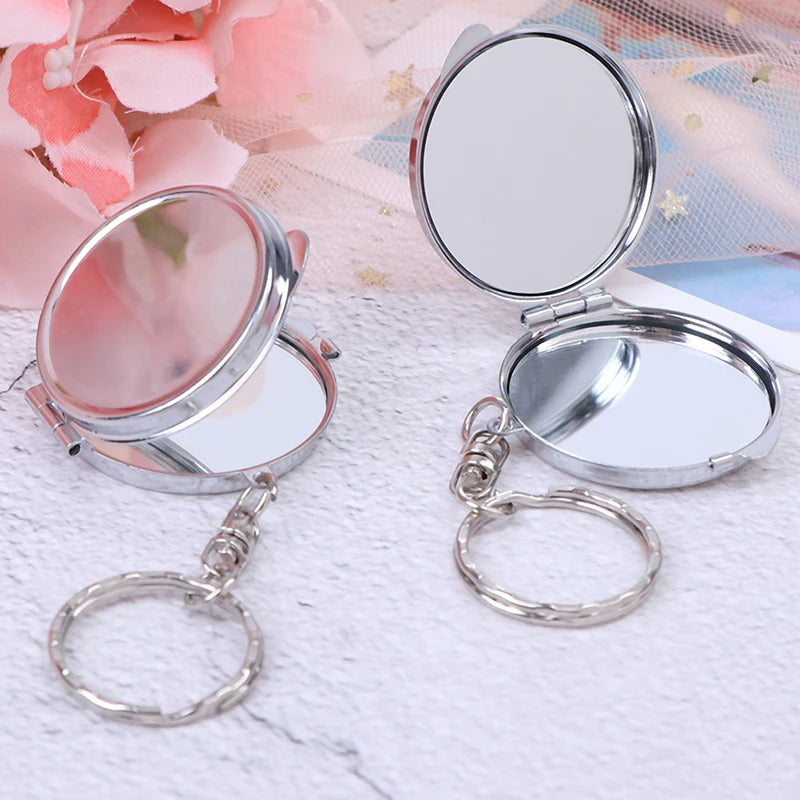 CX238 Portable Folding Mirror Key Chain Pocket Compact Makeup Cosmetic Mirror With Key Ring
