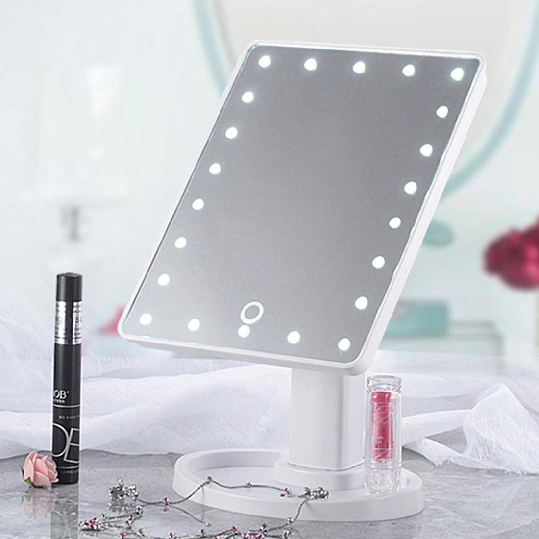 TSHOU467 storag vanity mirror 360 degree rotating mirror adjustable 16/22 LED touch screen portable touch sensor luminous mirror