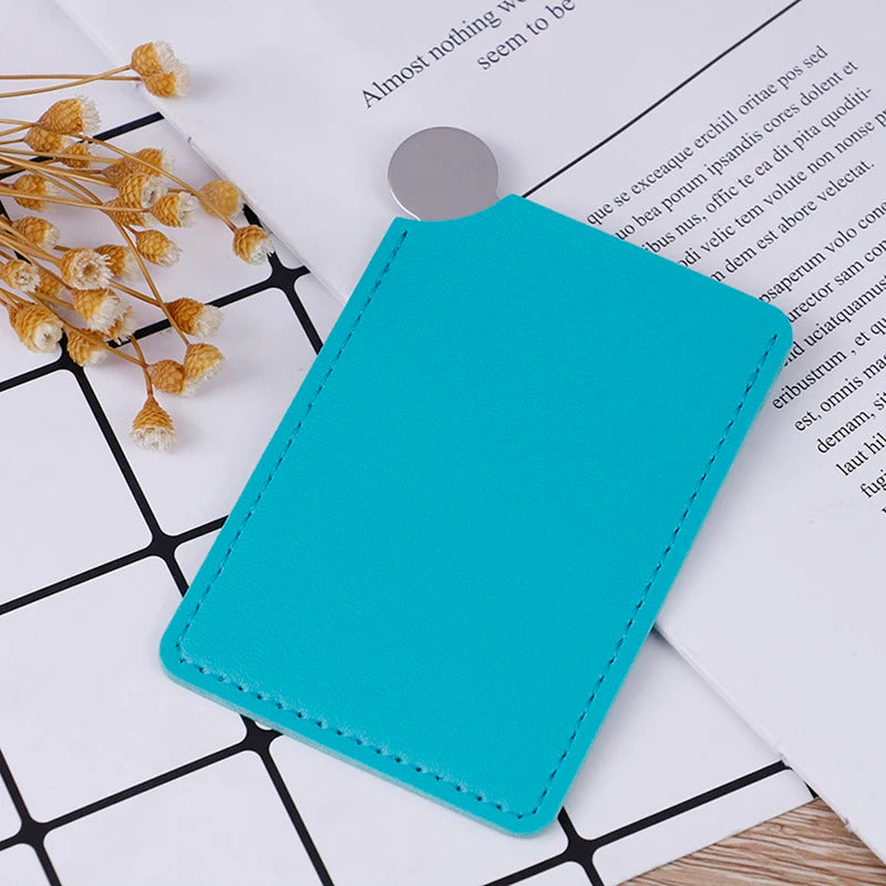 TSHOU772 Portable Travel Fashion Stainless Steel Cosmetic Mirror Shatter-proof Makeup Mirror With Carry Sleeve Birthday Gift