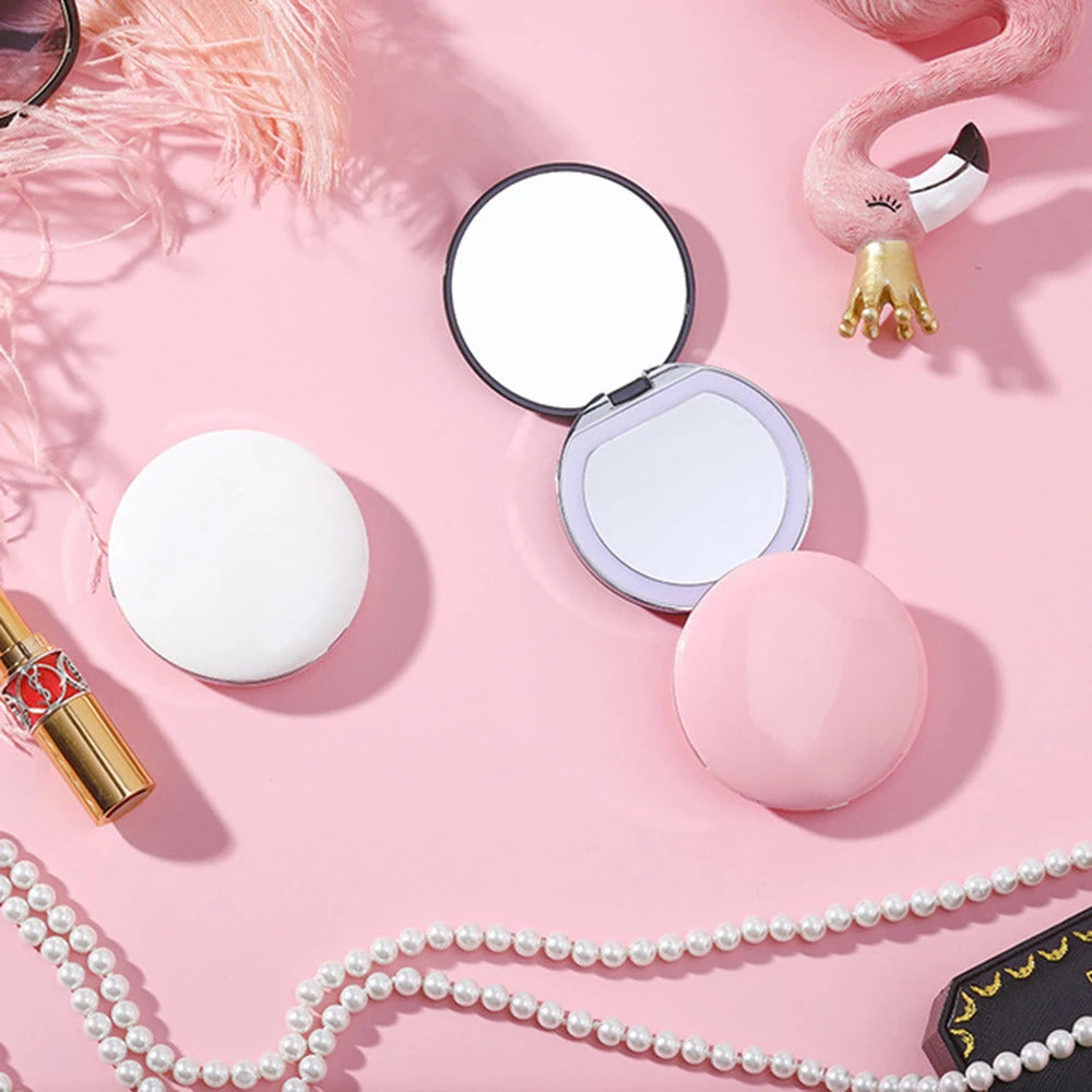 L453 Magnifying Lighted Makeup Mirror Light Mini Round Portable Led Make Up Mirror Sensing Usb Chargeable Makeup Mirror