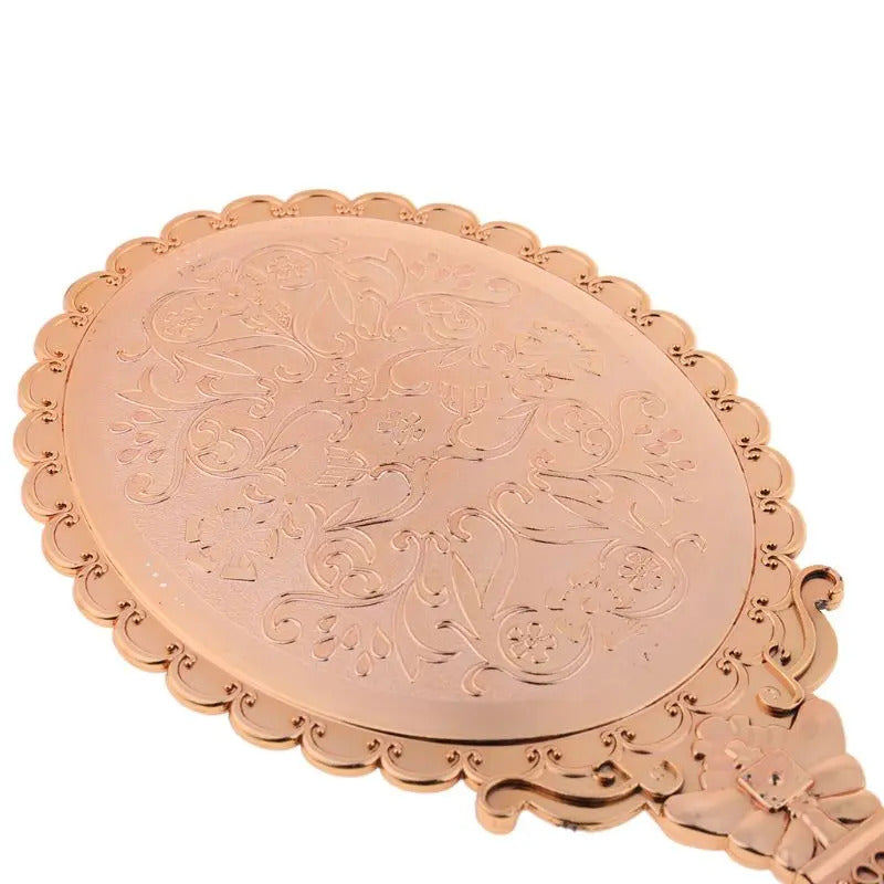 TSHOU612 Womens Princess Vintage Handheld Mirror Metallic Plastic Shell Classical Oral Vanity Makeup Cosmetic Tool with Handle