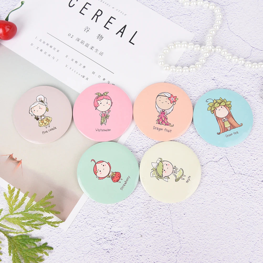 DA28 Cute Girl Mini Pocket Makeup Mirror Cosmetic Compact Mirrors Espelho De Maquiagem Espejos De Bolsillo Friut Design Round