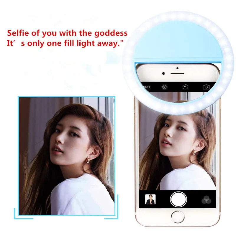 CASHOU112  Mobile Phone Light Clip Selfie LED  Auto Flash for Cell Phone Selfie Flashlight Makeup Mirror Smartphone Round Portable