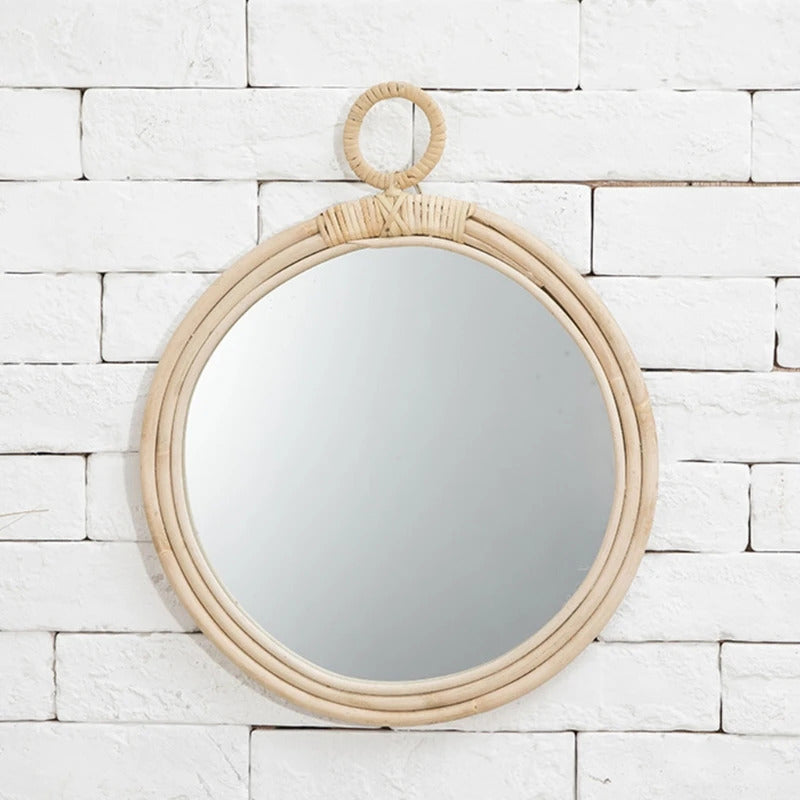 TSHOU897 Rattan Innovative Art Homestay Decoration Makeup Mirror Dressing Bathroom Wall U2JD