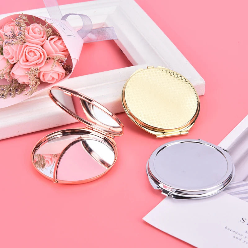 TSHOU1030 Compact Makeup Mirror Cosmetic Magnifying Round Pocket Make Up Mirror for Purse Travel Bag Home Office Mirror