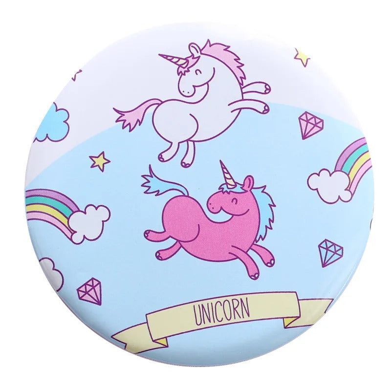 CSHOU410 Make Up Mirror Element Mini Cosmetic Mirror Round Women Round Mini Pocket Mirrors Cartoon Patterns Compact Makeup Tool